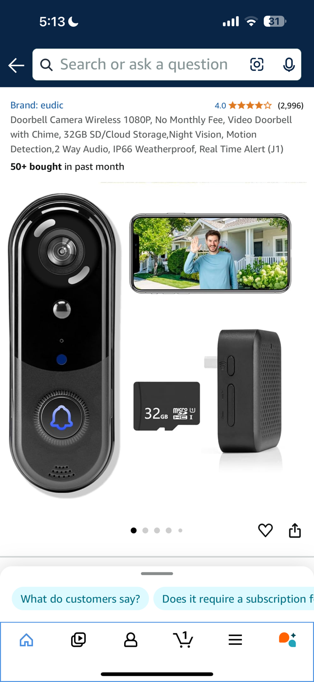 Lot of TWO (2) Doorbell Cameras