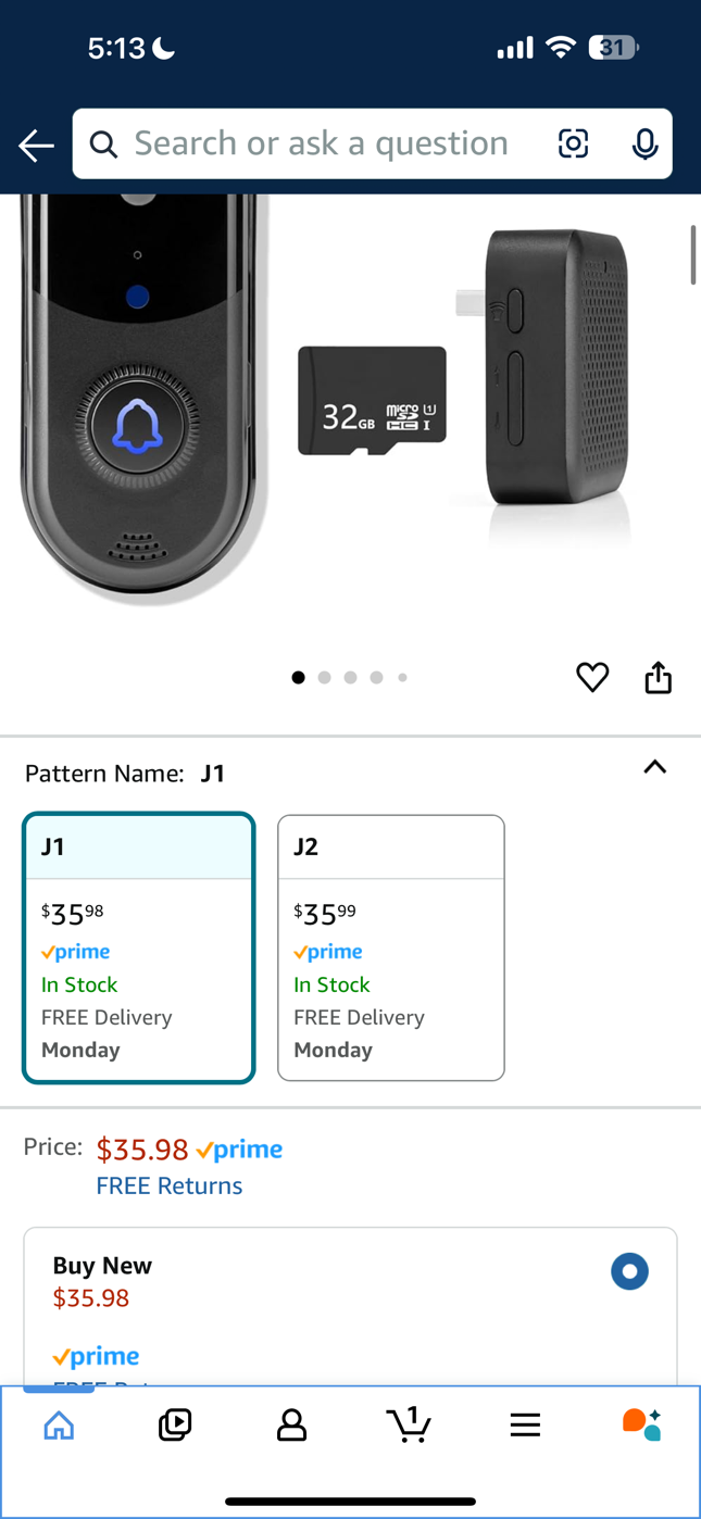 Lot of TWO (2) Doorbell Cameras