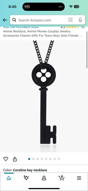 Coraline Button Key Necklace