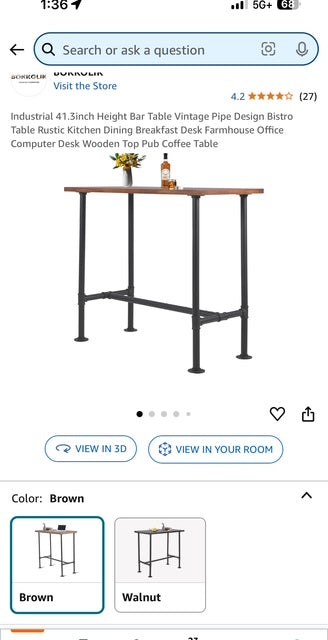 Bar Height Table