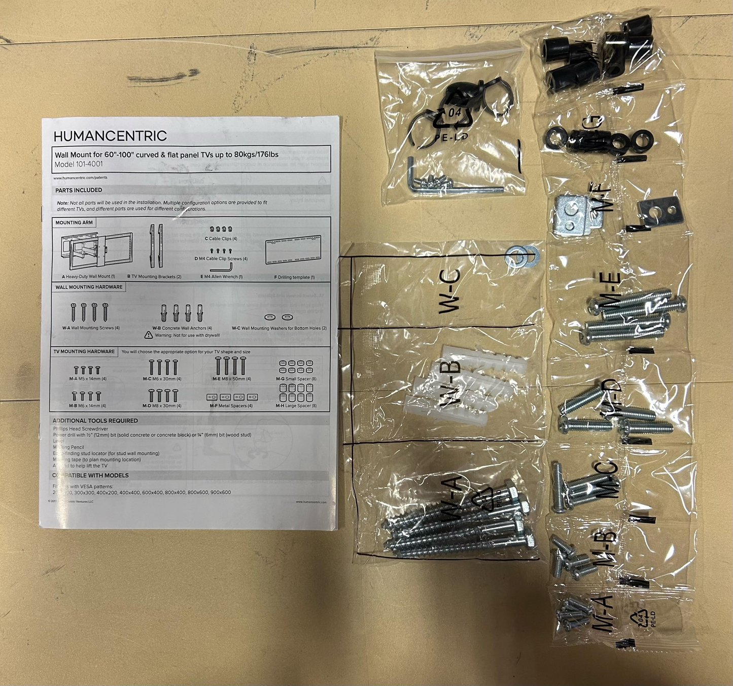 Full Motion Articulating TV Mounty Fits 75-100" Flat Screens & Curved Screens