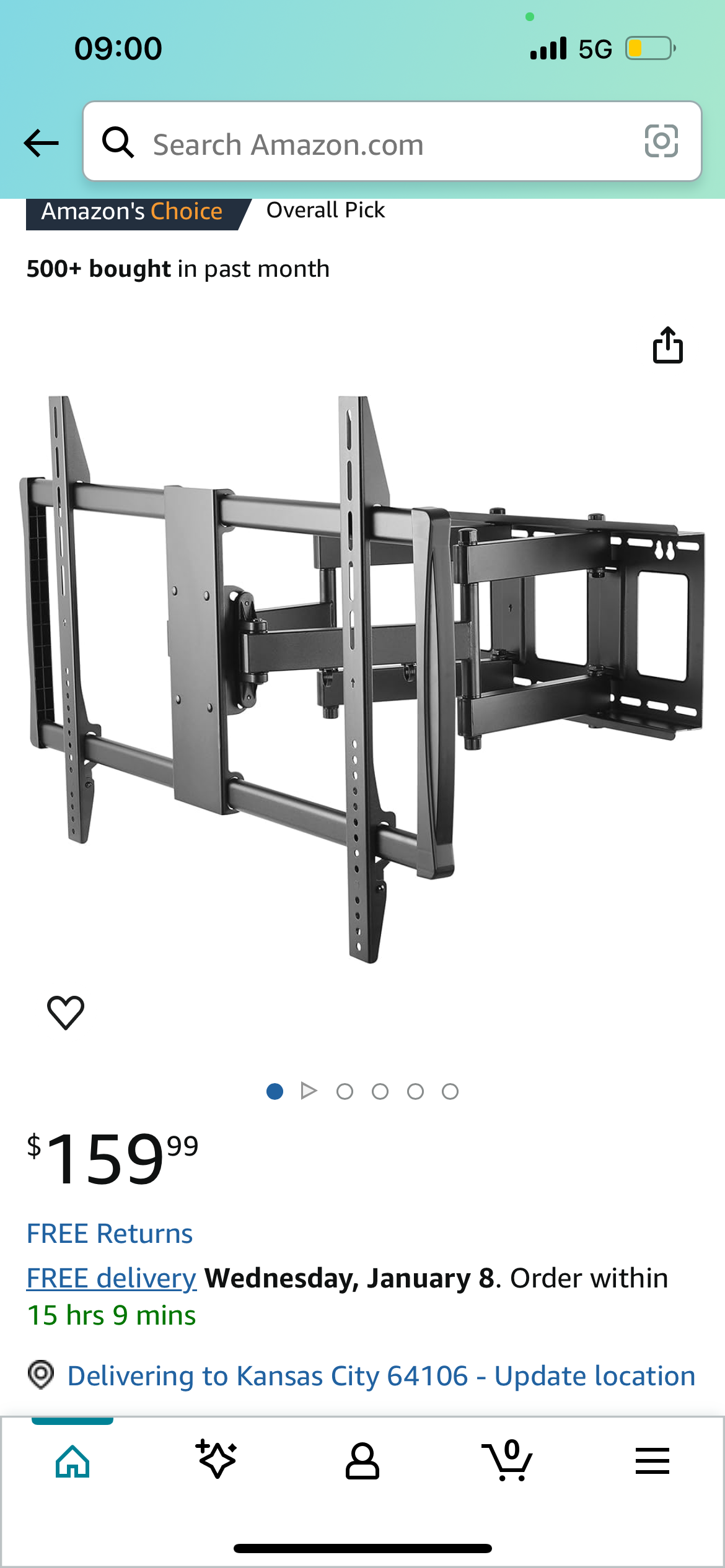 Full Motion Articulating TV Mounty Fits 75-100" Flat Screens & Curved Screens